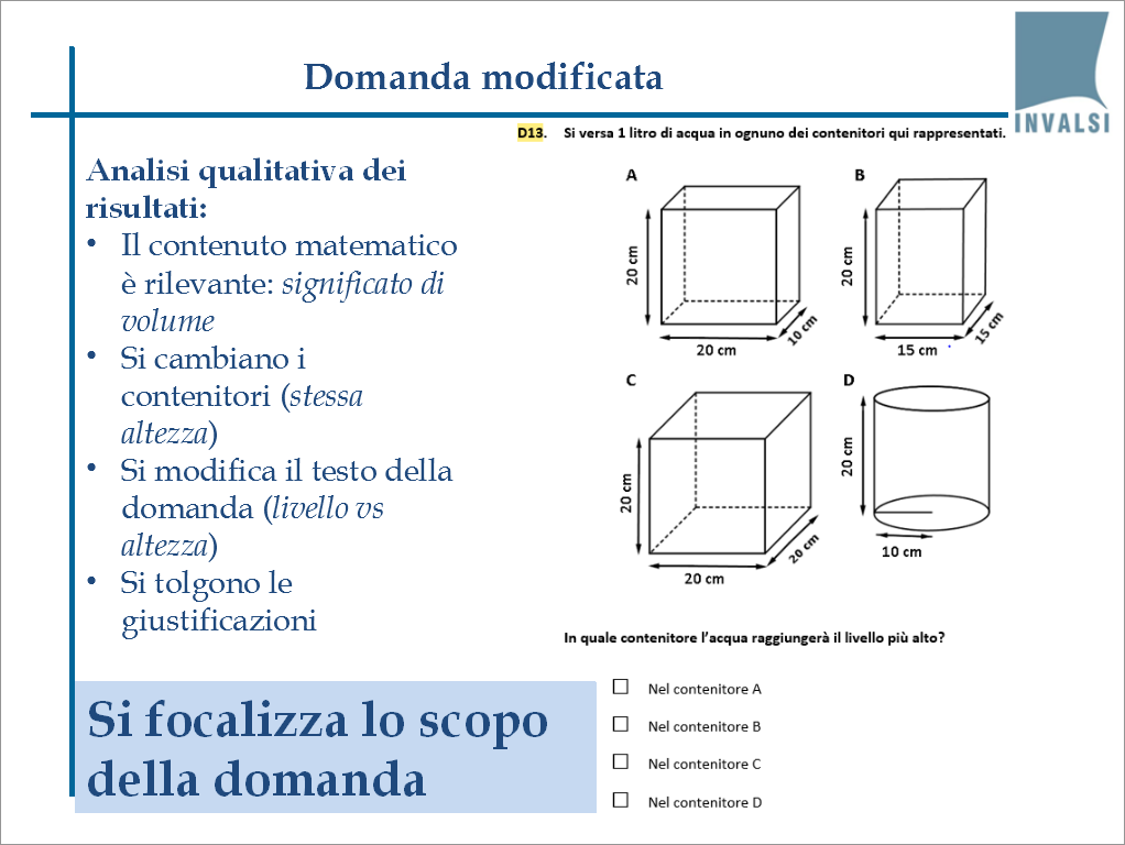 Domanda modificata – Scopo meglio focalizzato