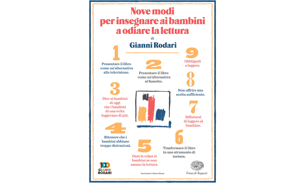 Infografica: Gianni Rodari - Nove modi per insegnare ai bambini a odiare la lettura